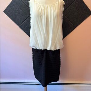 Elegant Black and White Sleeveless Dress